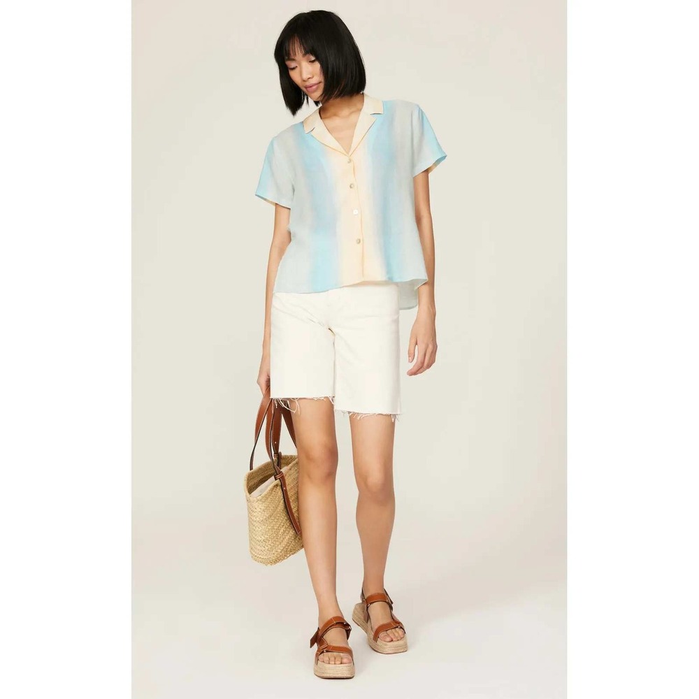 Rails Kona Top Ombre Linen Blend Shirt Short Sleeve Button‎ Up Pastel XS - Picture 2 of 8